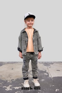 Spodnie jeansowe boyfriendy z dziurami grafitowe MashMNIE 