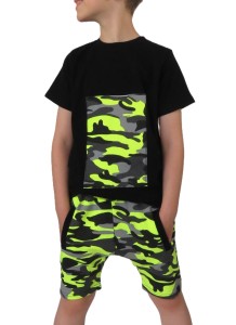 Czarny t-shirt moro neon Boom Boom