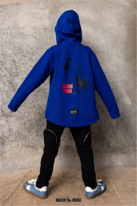 Rozpinana bluza z wilkiem chabrowa Mash MNIE  