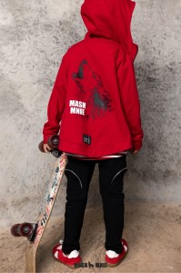 Rozpinana bluza z wilkiem czerwona Mash MNIE   