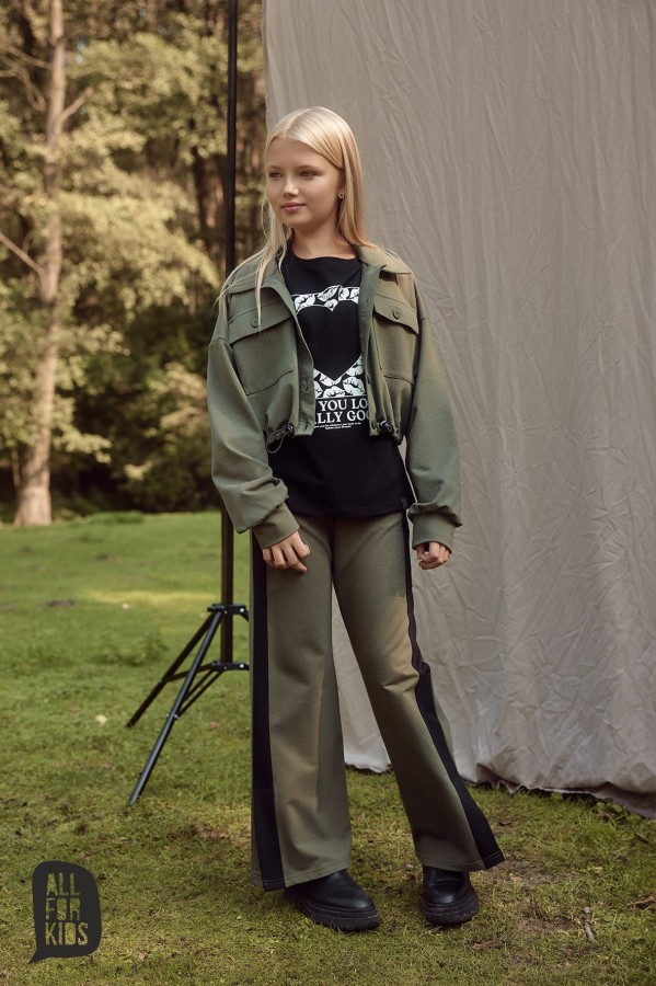 SPODNIE Z SZEROKIMI NOGAWKAMI KHAKI ALL FOR KIDS