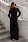 Czarny komplet szerokie spodnie i krótka bluzka LaBalancia 
