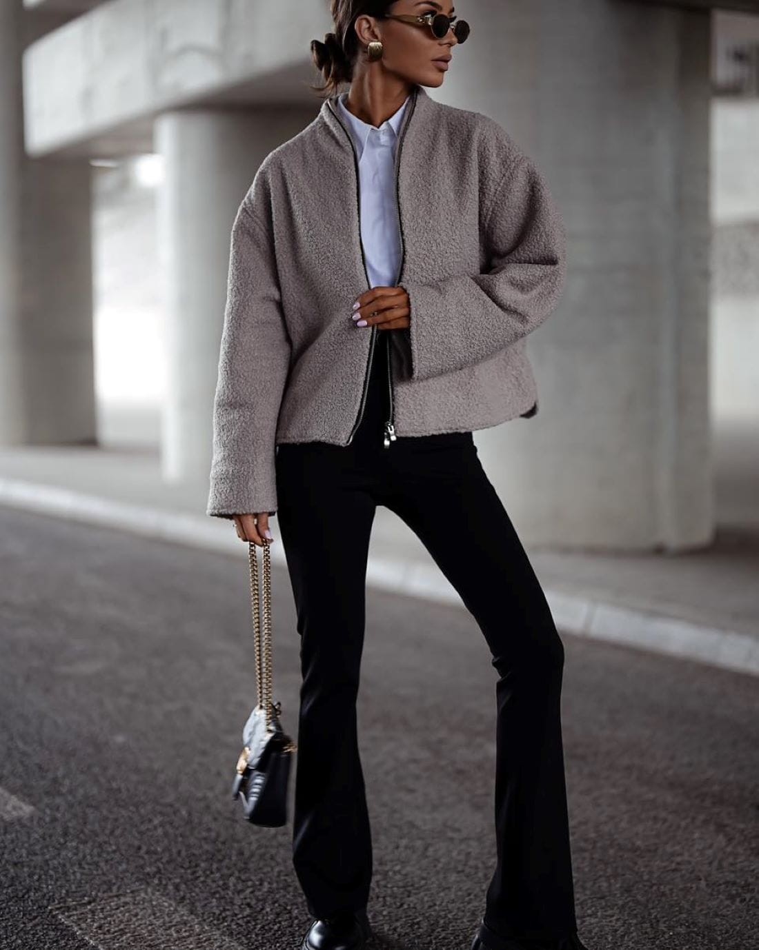 Kurtka z bukli beżowa jasna Me Gusta [ROZMIAR: uniwersalny, KOLOR: odcienie brązu i beżu]