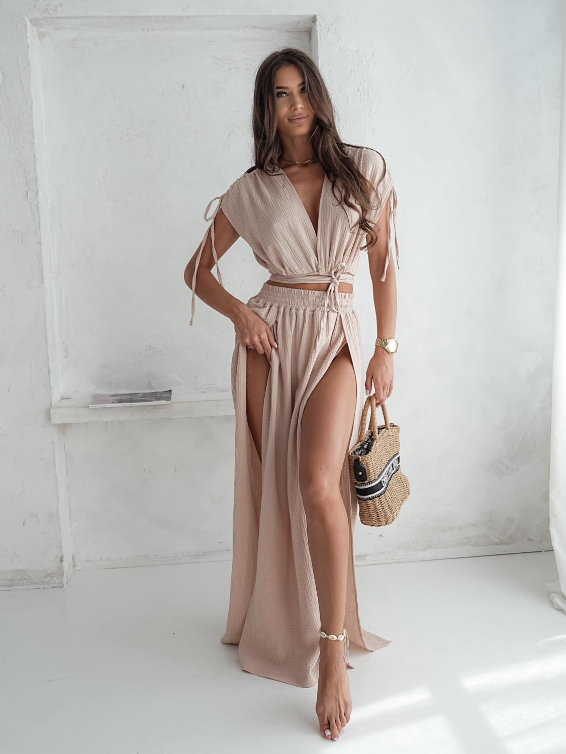 Długa spódnica z  muślinu czarna Me Gusta [ROZMIAR: uniwersalny, KOLOR: czarny]