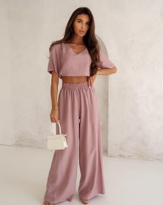 Różowe spodnie z szerokimi nogawkami Me Gusta [ROZMIAR: uniwersalny, KOLOR: różowy]