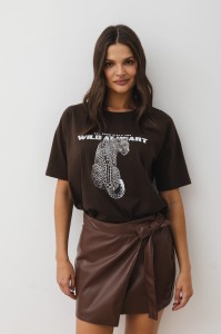 Brązowy t-shirt gepard Bopoco  