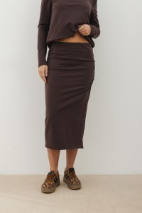 Brązowa spódnica midi Bopoco  