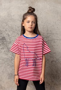 T-shirt w paski biało-czerwone wolf Mash MNIE   