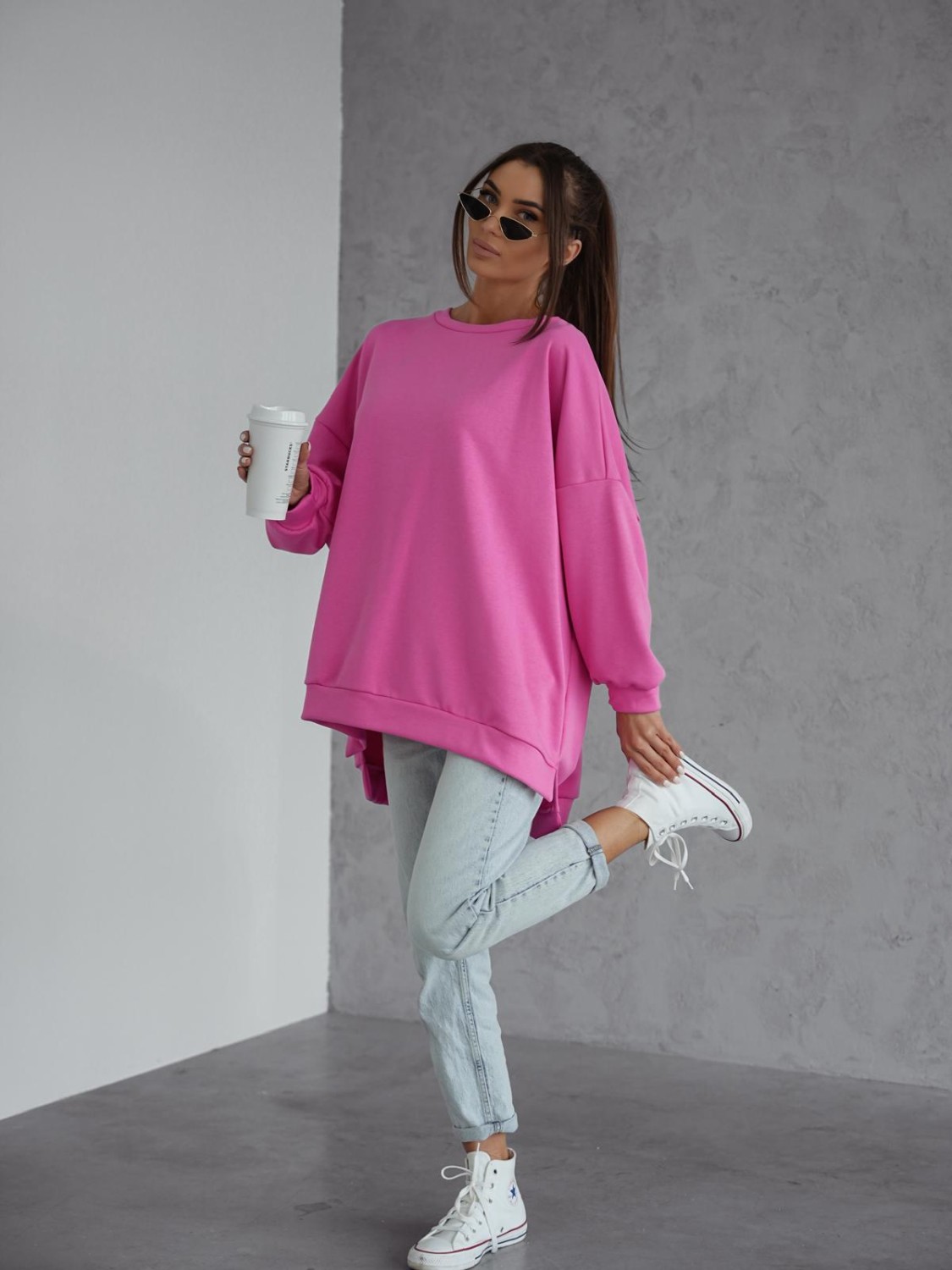 bluza damska oversize różowa mucha Me Gusta