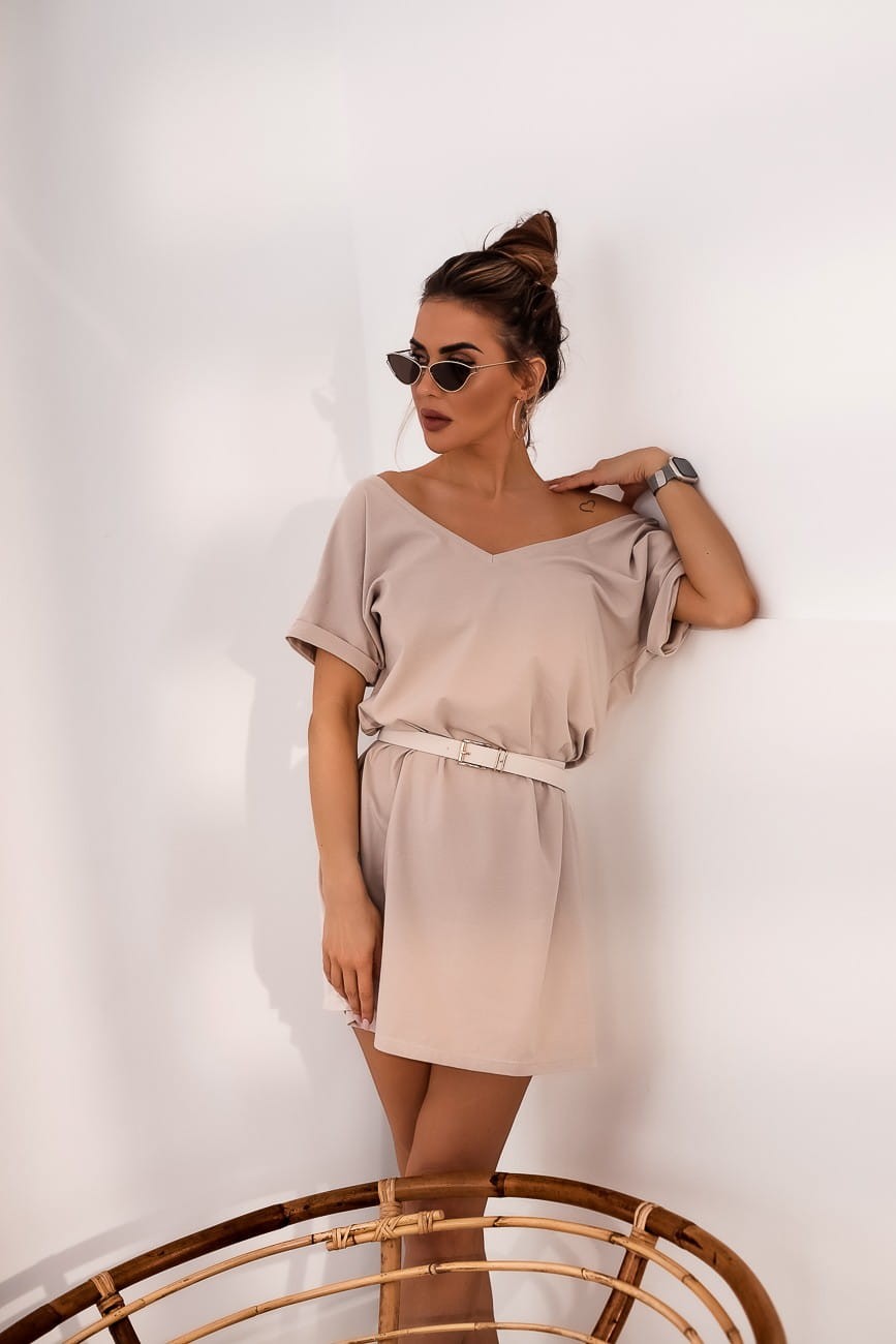 Czarna sukienka V neck przód tył TMC Moda [ROZMIAR: uniwersalny, KOLOR: czarny]