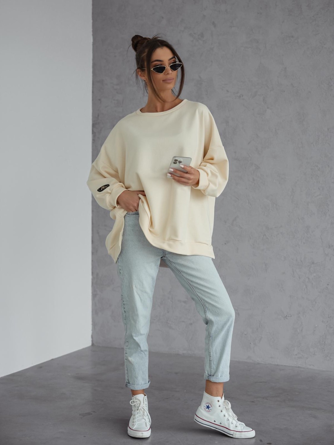 Me Gusta bluza damska oversize śmietankowa mucha