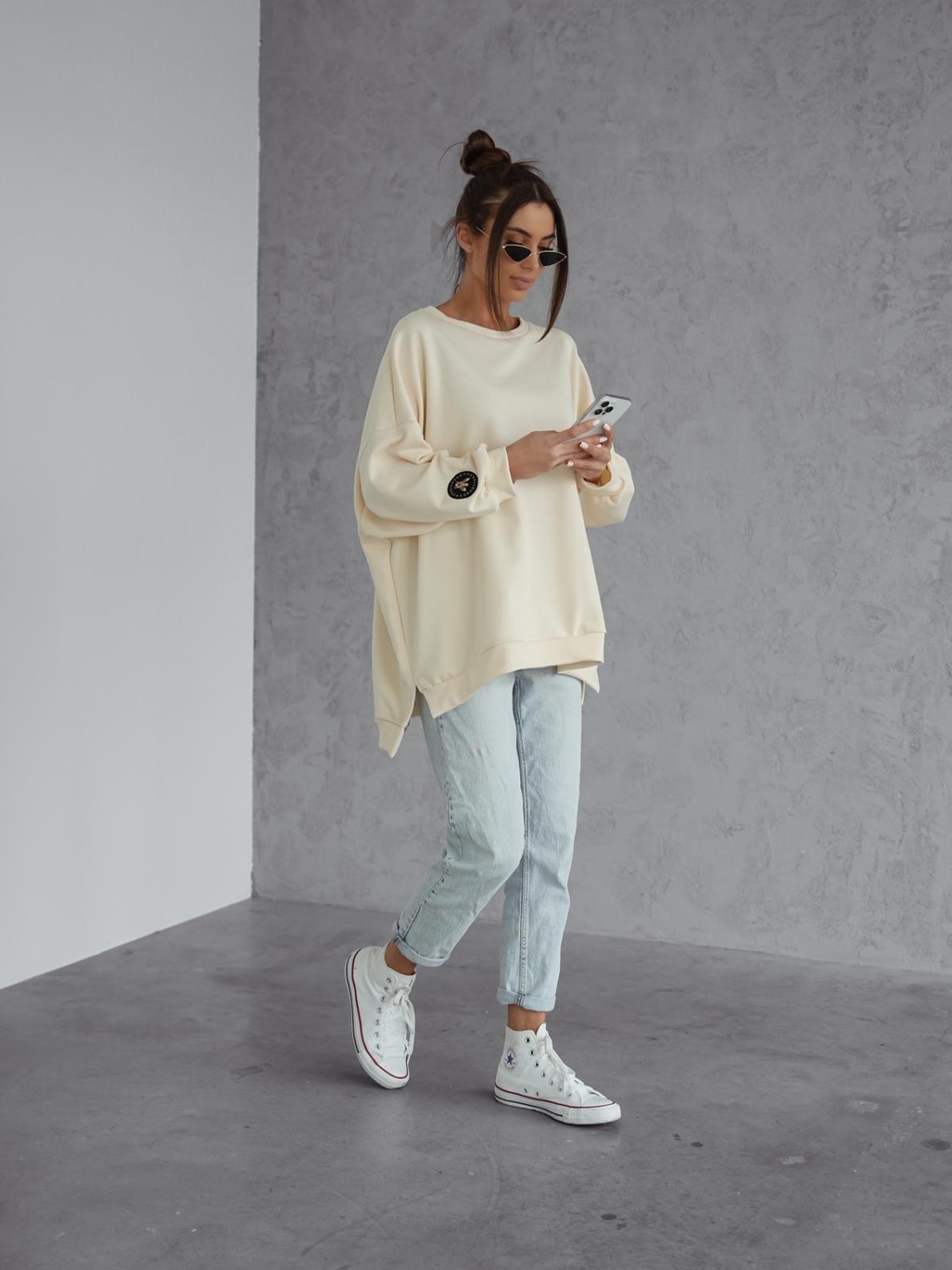 Me Gusta bluza damska oversize śmietankowa mucha