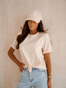 Bluzka z wiązaniem i poduszkami kremowa Me Gusta 