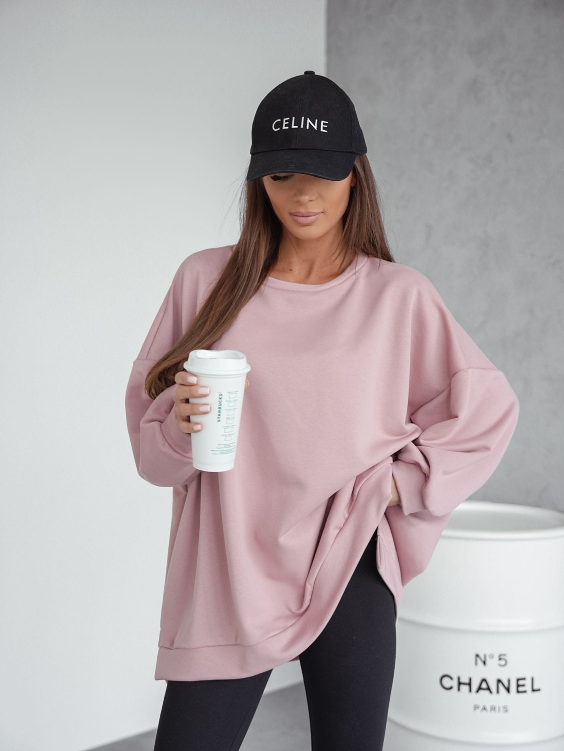 Me Gusta bluza damska oversize mucha różowa pudrowa