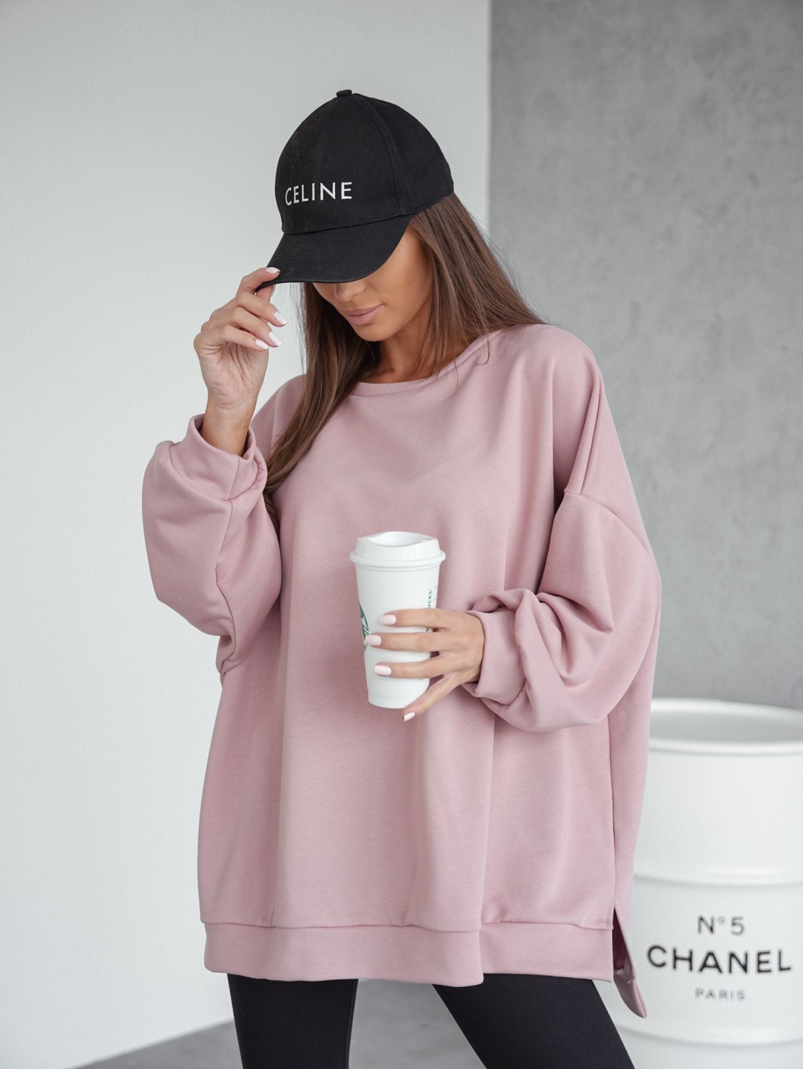 Me Gusta bluza damska oversize mucha różowa pudrowa