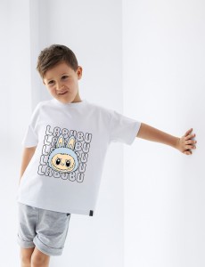 Biały t-shirt LABUBU All For Kids