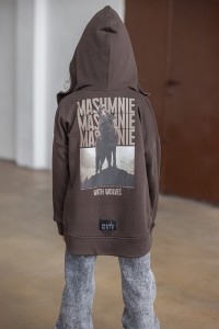 Rozpinana bluza z wilkiem brązowa Mash MNIE    