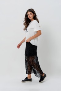 Długa spódnica z koronki czarna Bopoco   