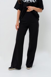 Czarne spodnie damskie szeroka nogawka Bopoco  