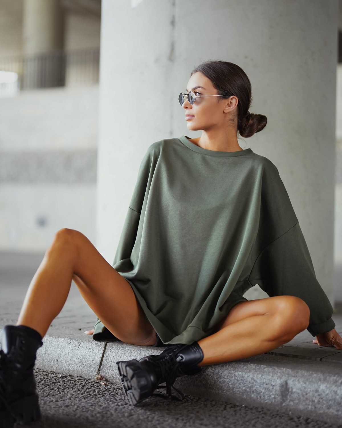 Bluza oversize mucha khaki Me Gusta [ROZMIAR: uniwersalny, KOLOR: zielony]