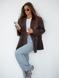 Marynarka damska oversize brązowa Me Gusta  