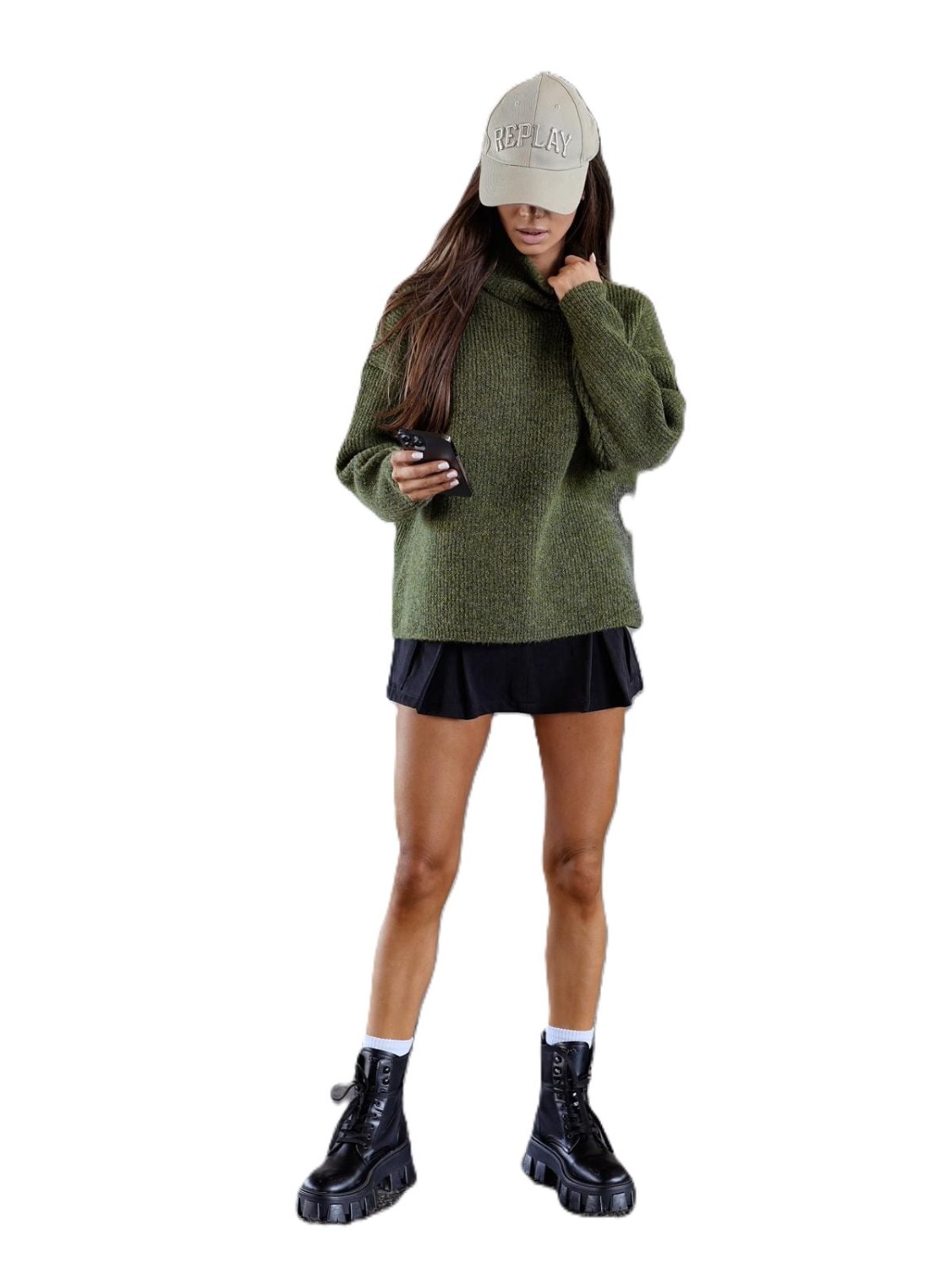 me gusta sweter damski golf oversize khaki