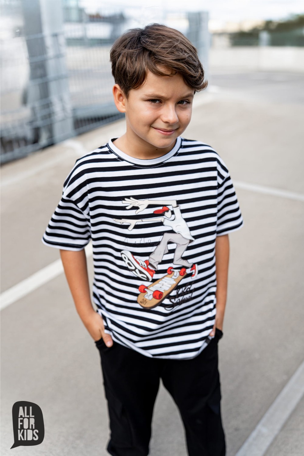all for kids t-shirt w paski czarne