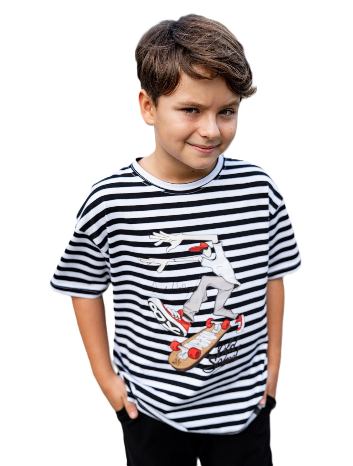 all for kids t-shirt w paski czarne
