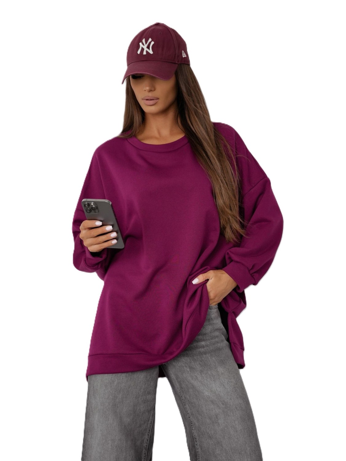 Bluza damska oversize bordowa mucha Me Gusta