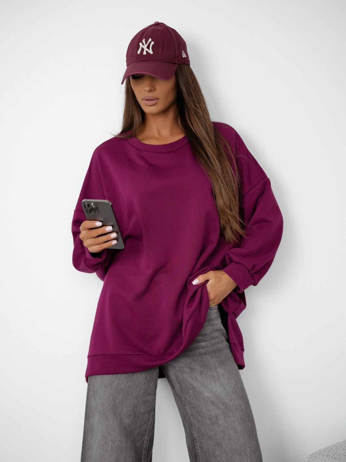 Bluza damska oversize bordowa mucha Me Gusta