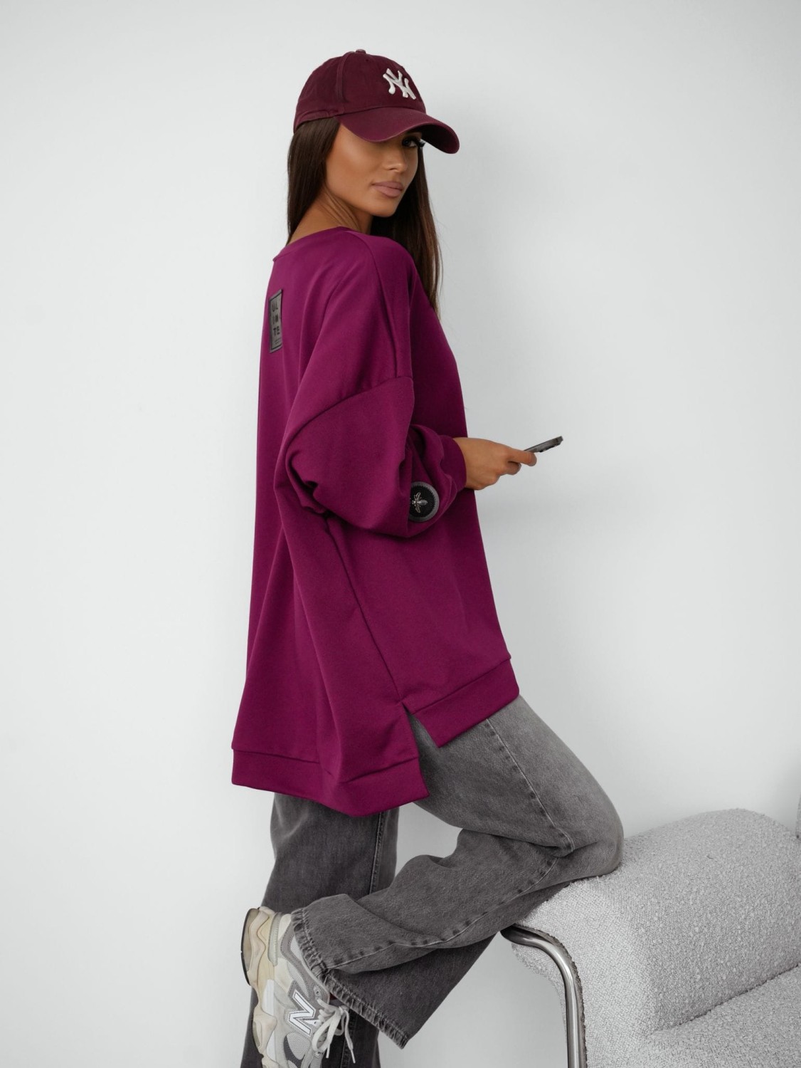 Bluza damska oversize bordowa mucha Me Gusta