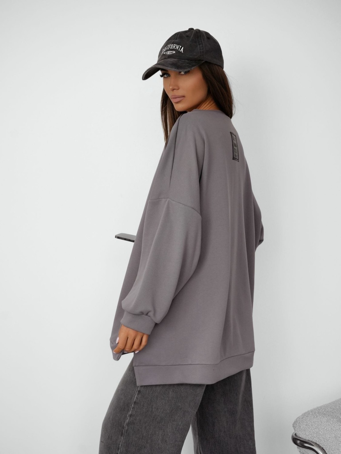 Bluza damska oversize grafitowa mucha Me Gusta