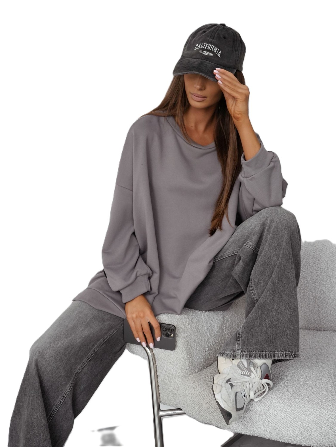 Bluza damska oversize grafitowa mucha Me Gusta