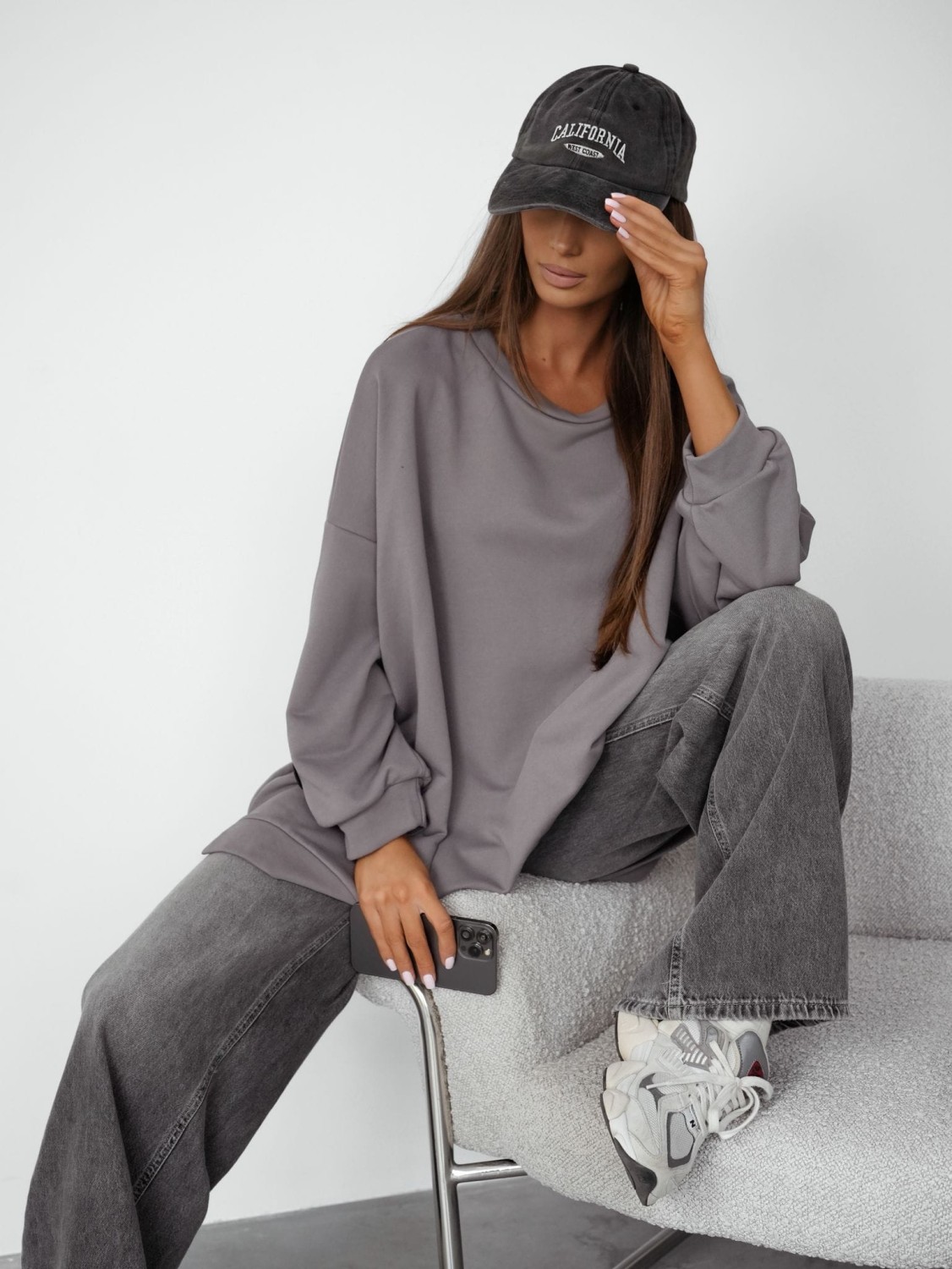 Bluza damska oversize grafitowa mucha Me Gusta