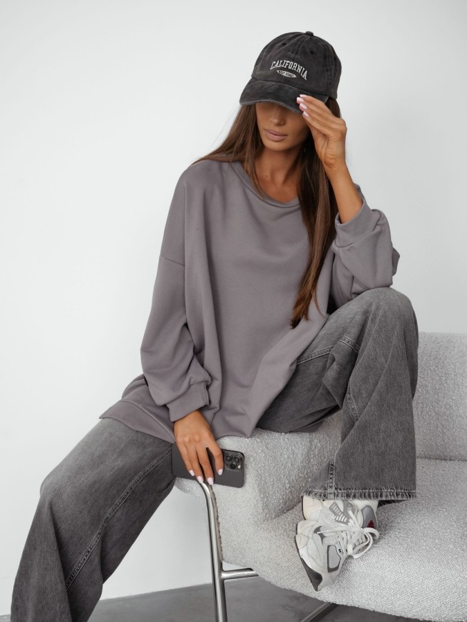 Bluza damska oversize grafitowa mucha Me Gusta