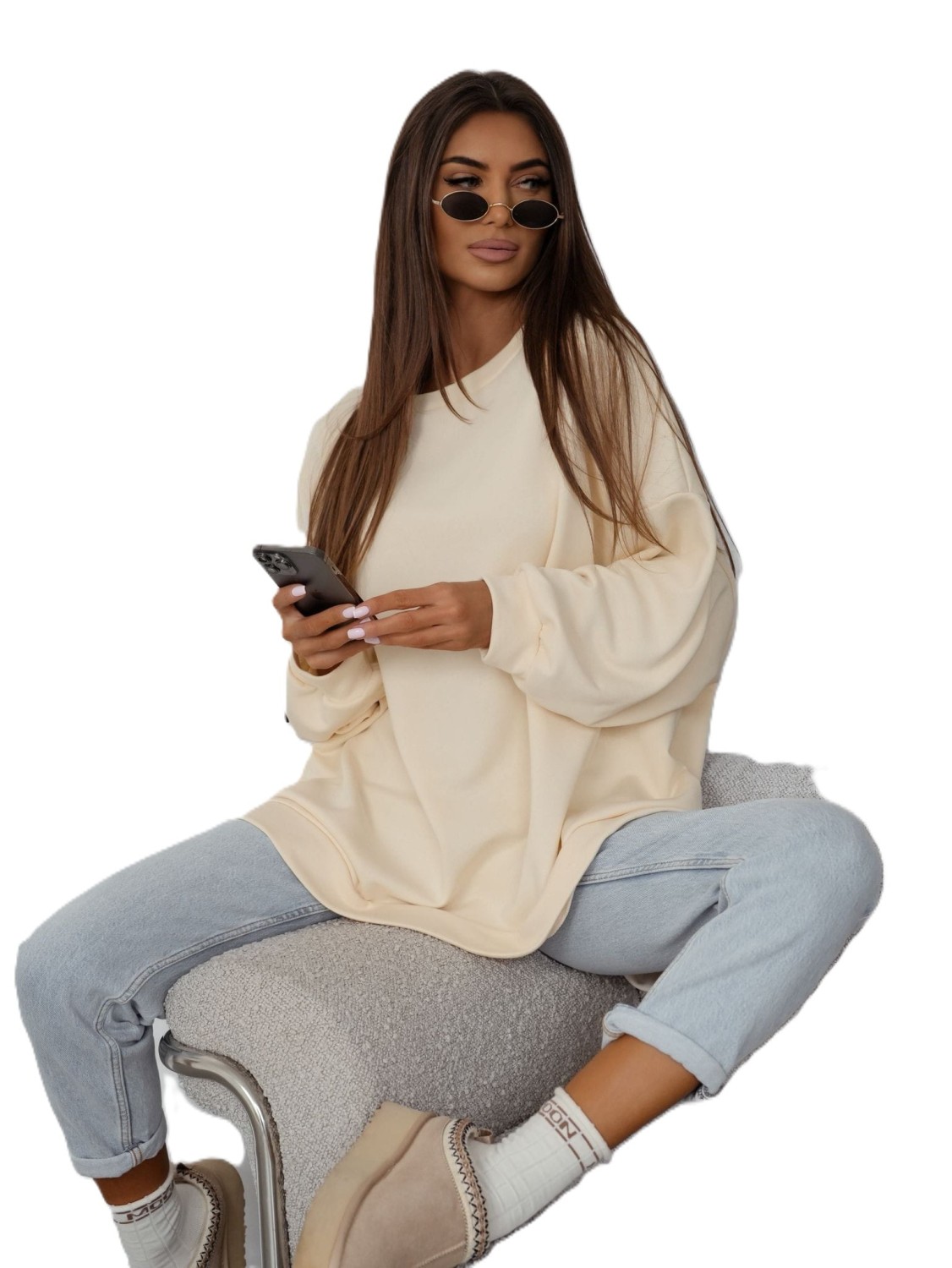 Me Gusta bluza damska oversize śmietankowa mucha