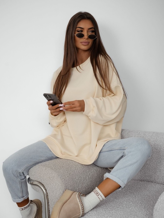 Me Gusta bluza damska oversize śmietankowa mucha
