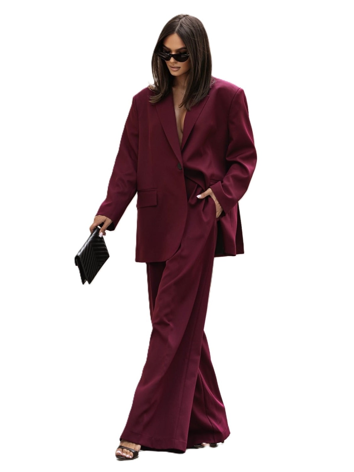 Marynarka damska oversize bordowa Me Gusta