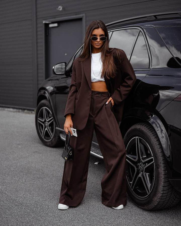 szerokie spodnie damskie brązowe me gusta