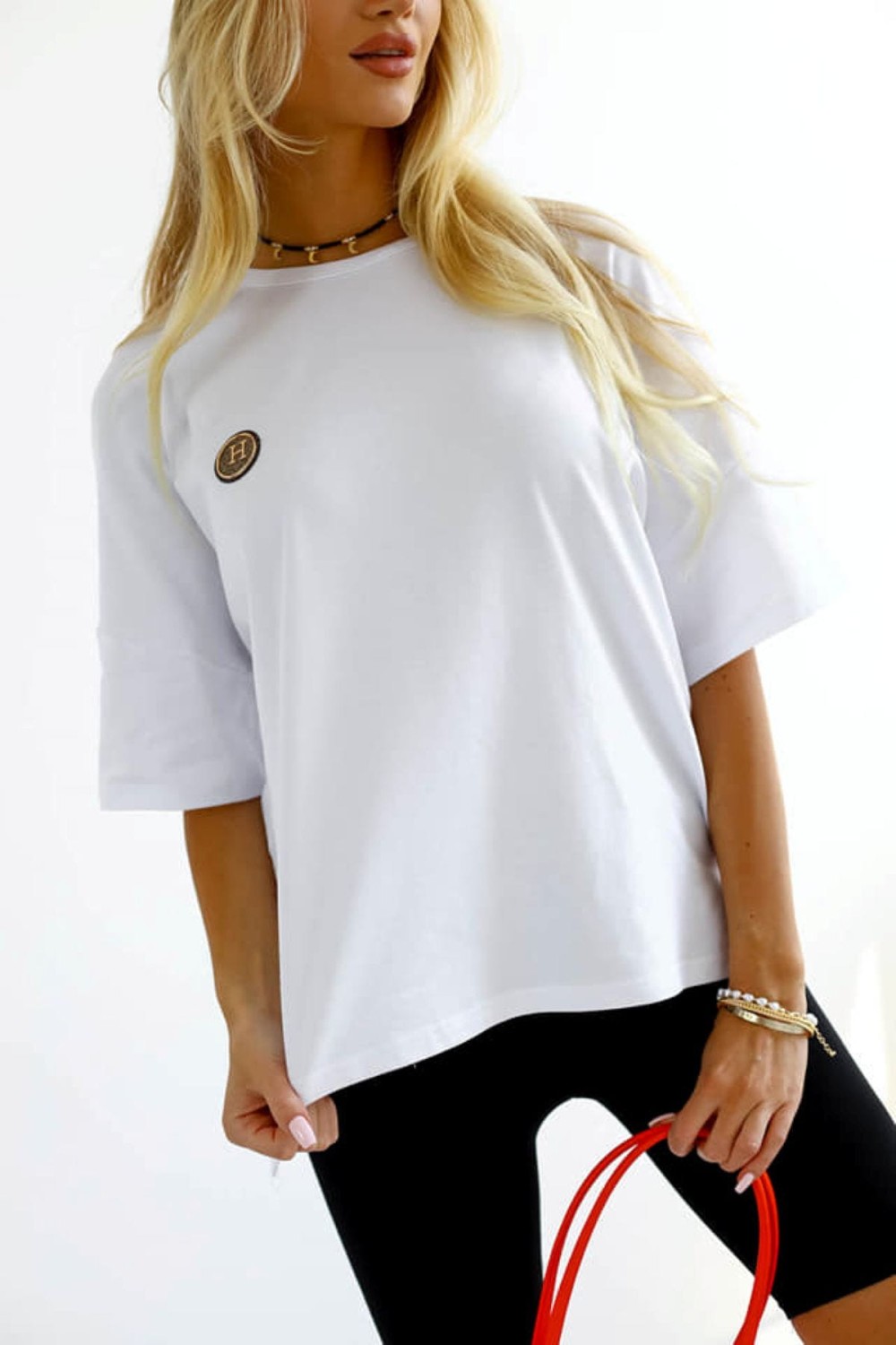 biały t-shirt damski oversize łańcuch Me Gusta