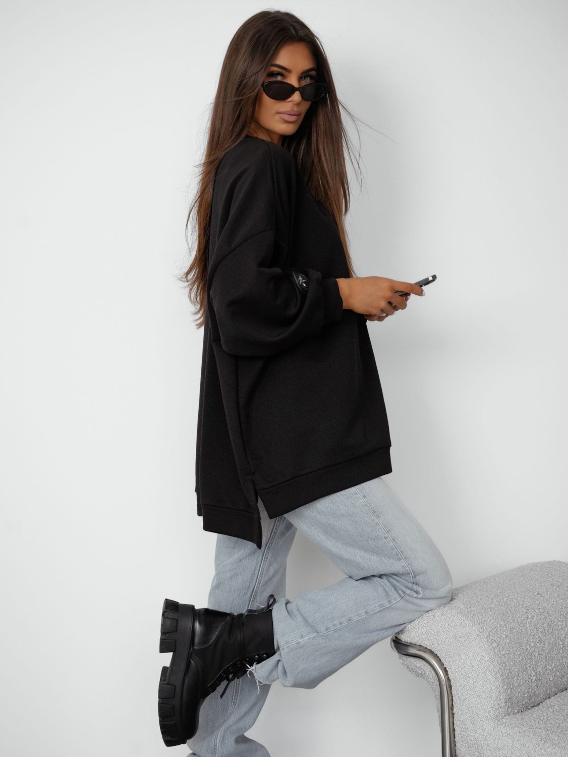 czarna bluza damska oversize mucha Me Gusta