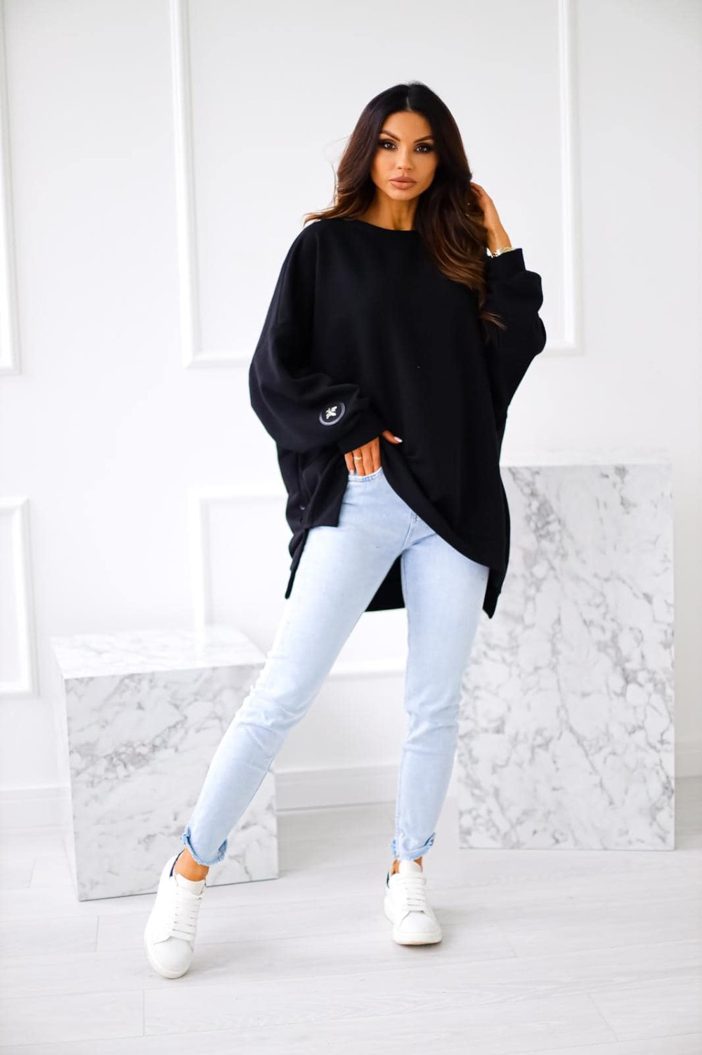 czarna bluza damska oversize mucha Me Gusta
