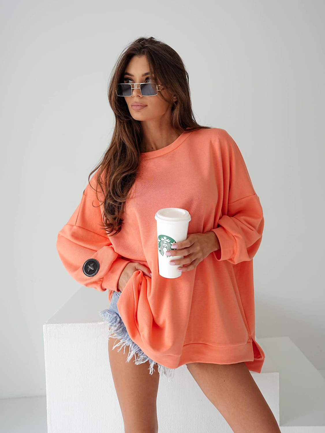 bluza damska oversize mucha pomarańczowa Me Gusta