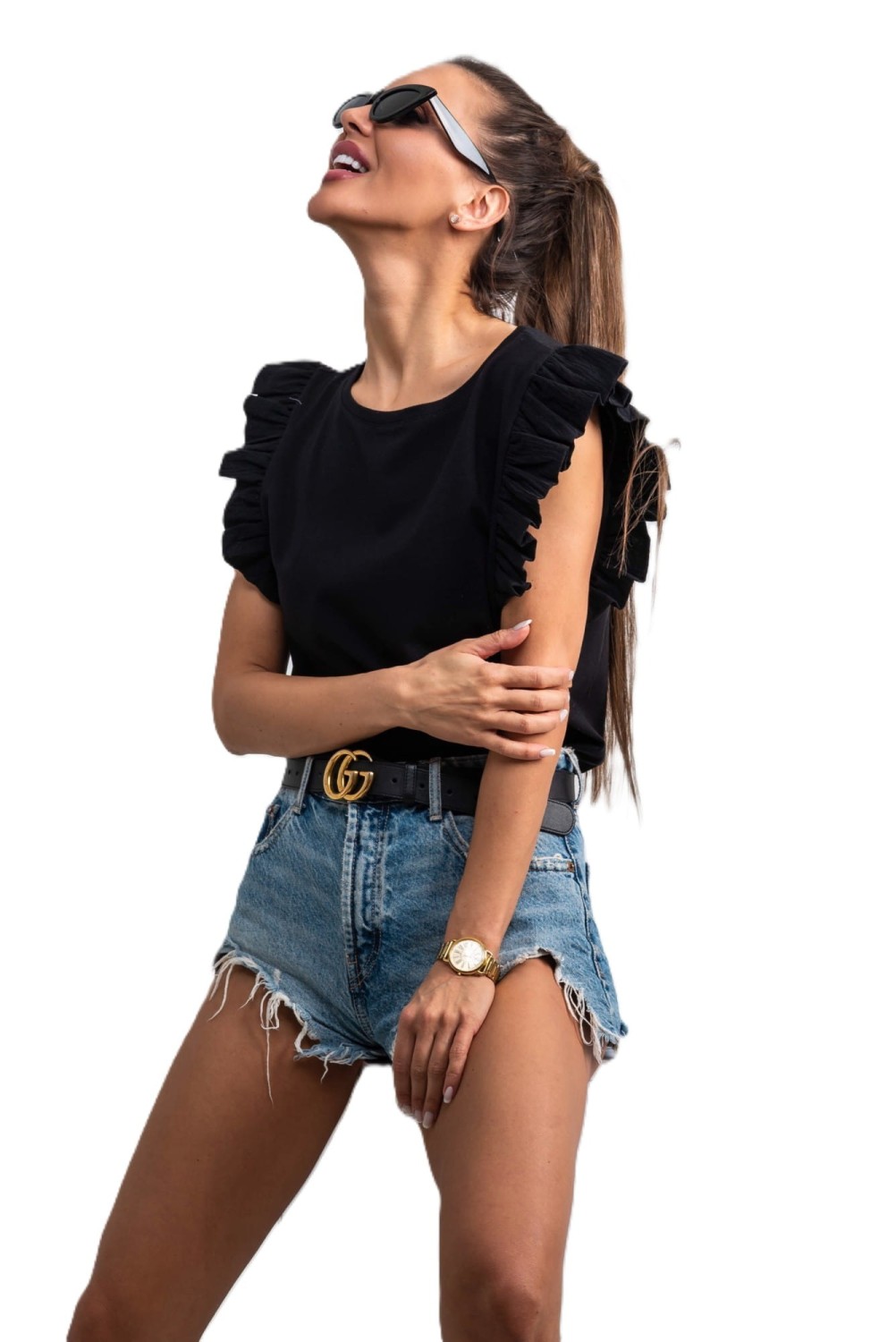 czarna bluzka damska krótki rękaw Tmc Moda