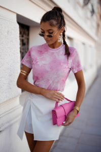 Tiulowa bluzka damska z siateczki krótki rękaw Bluzka tiulowa Cloe - Menton LaBalancia    