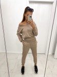 Komplet dres damski spodnie i bluza beżowy Tmc Moda  