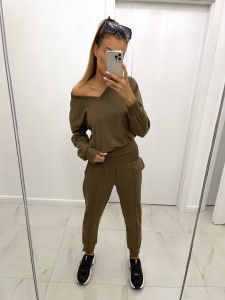 Dres damski komplet spodnie bluza brązowy Tmc Moda   