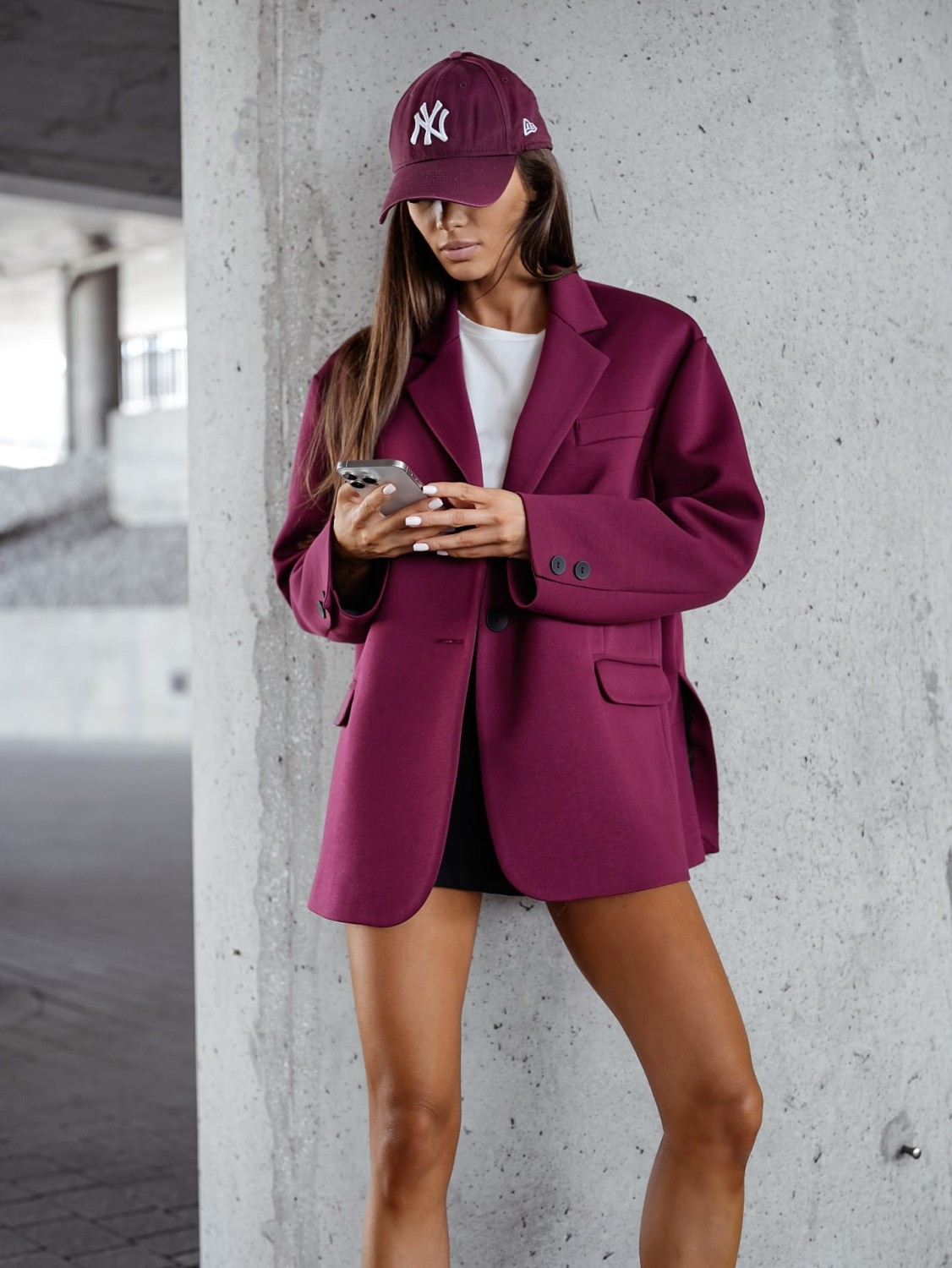 Me Gusta marynarka damska dresowa oversize bordowa