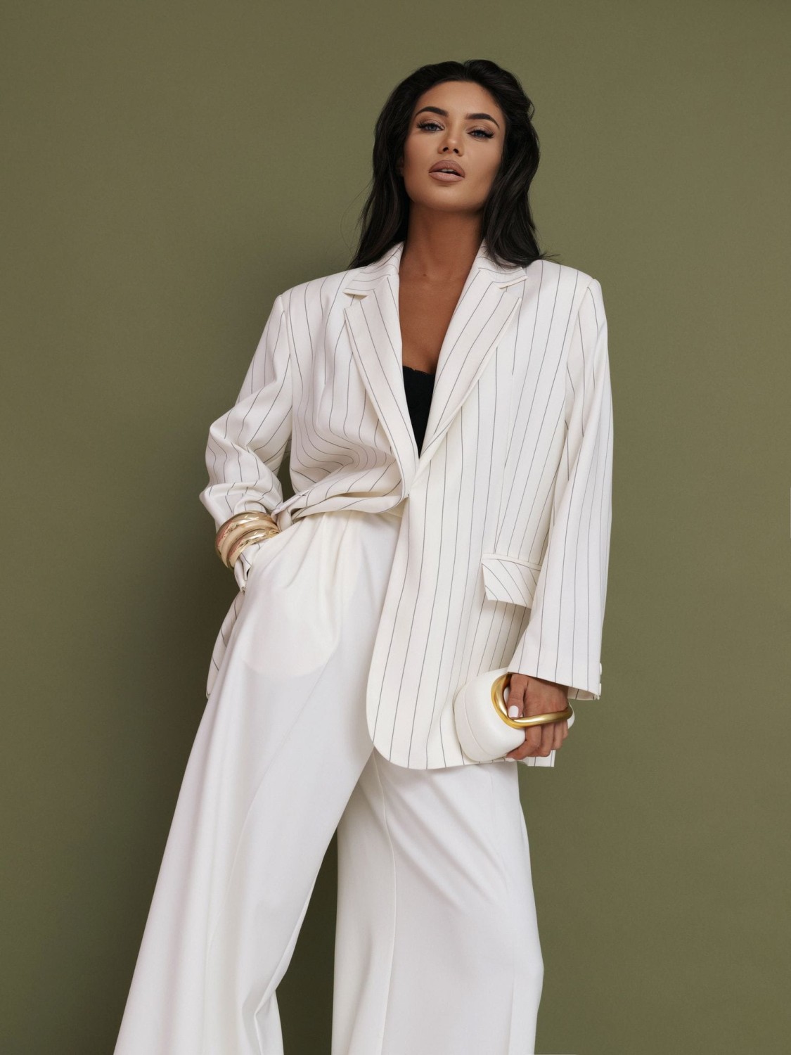 spodnie damskie z szeroką nogawką eleganckie śmietankowe Me Gusta