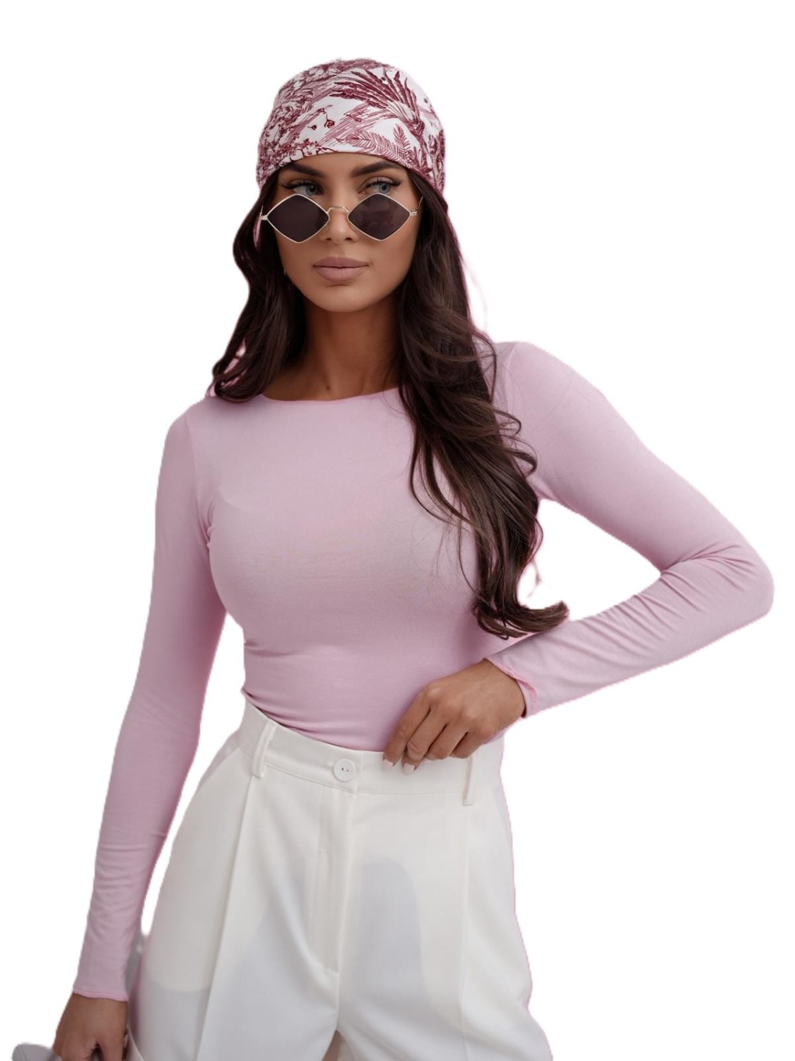 dopasowana bluzka damska różowa pudrowa Me Gusta